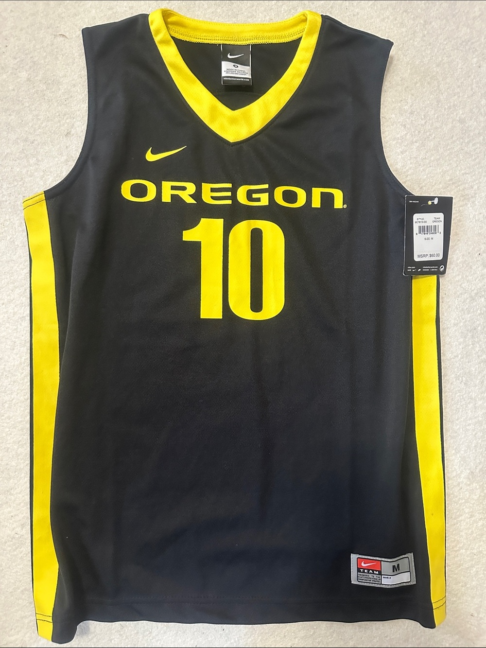 Nike Black and Yellow Oregon #10 Basketball Jersey